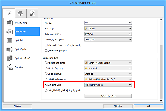 hình: Hộp thoại Cài đặt